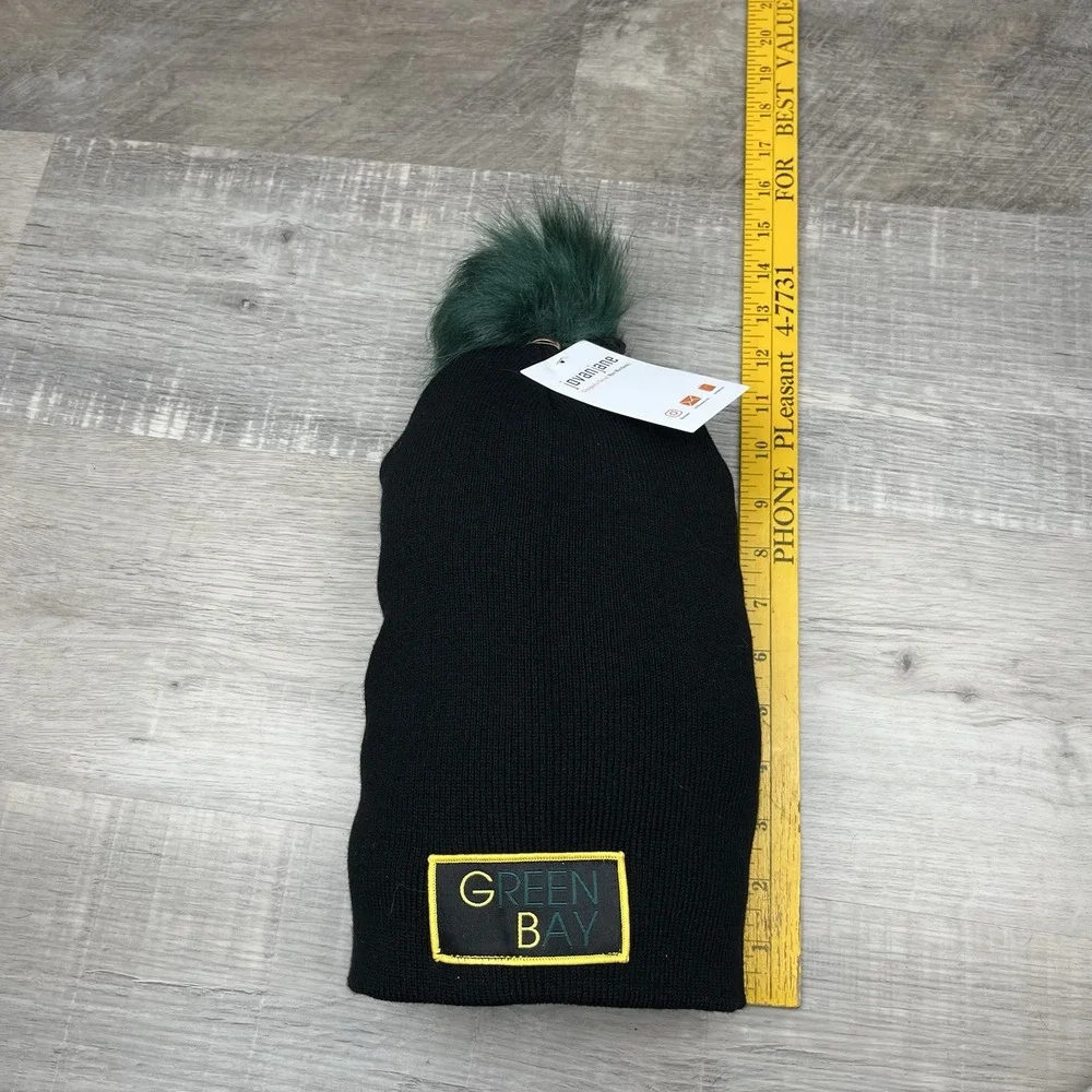 Jovan Jane Green Bay Packers Hat Beanie Adult Black Green Gold‎ Pom New Tags $44